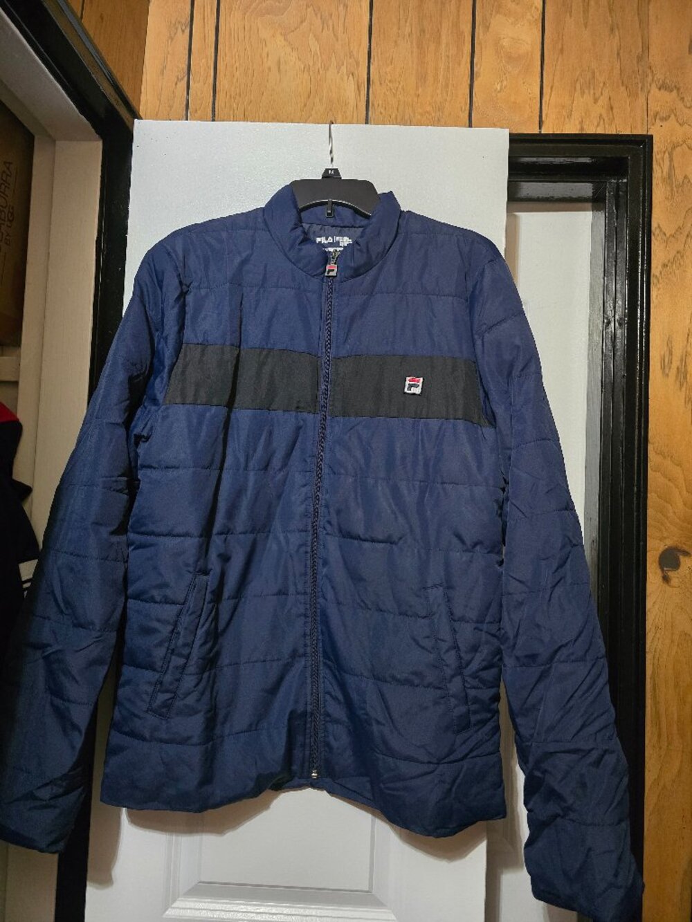 Fila Men's Navy Blue Full Zip Lightweight Jacket W Black Stripe - Size Medium